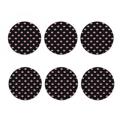 Pink Crown Pattern Print Coaster Set