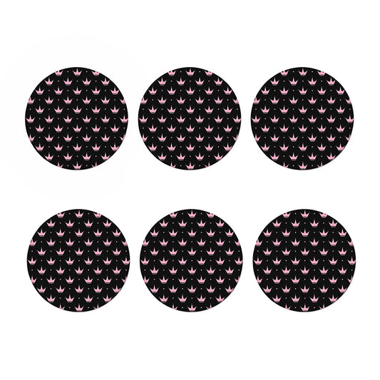 Pink Crown Pattern Print Coaster Set