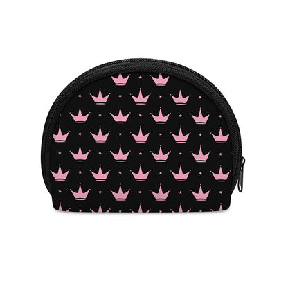 Pink Crown Pattern Print Coin Purse