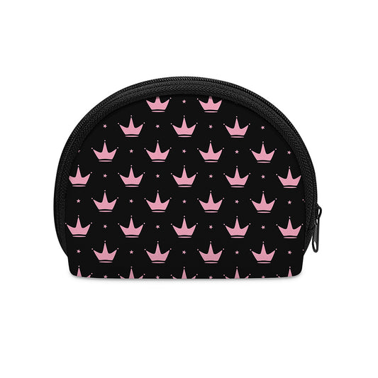 Pink Crown Pattern Print Coin Purse