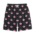 Pink Crown Pattern Print Cotton Shorts