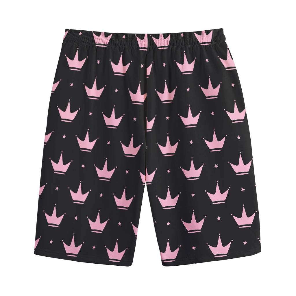 Pink Crown Pattern Print Cotton Shorts