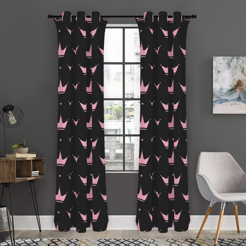Pink Crown Pattern Print Curtain