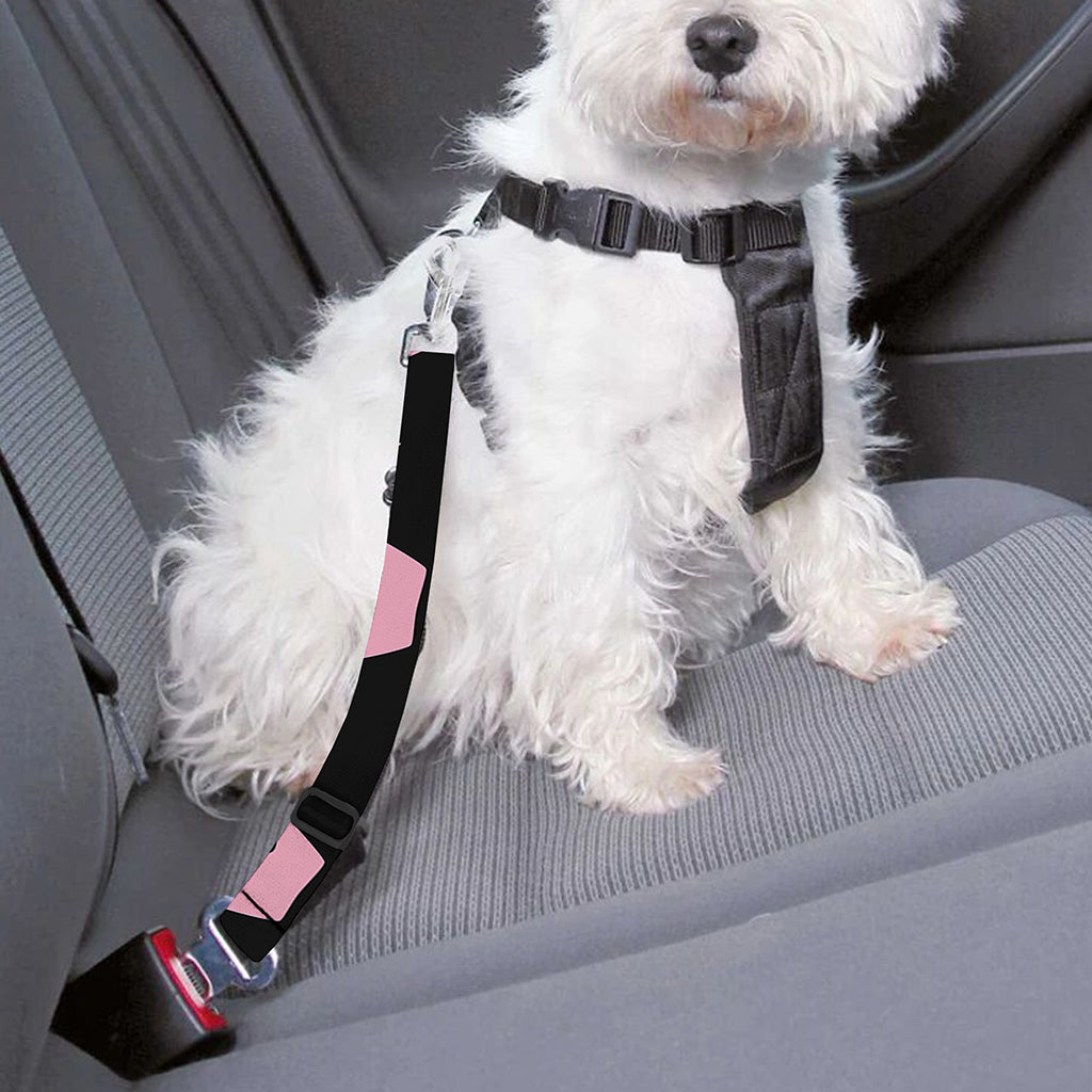 Pink Crown Pattern Print Dog Seat Belt
