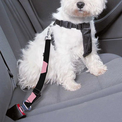 Pink Crown Pattern Print Dog Seat Belt