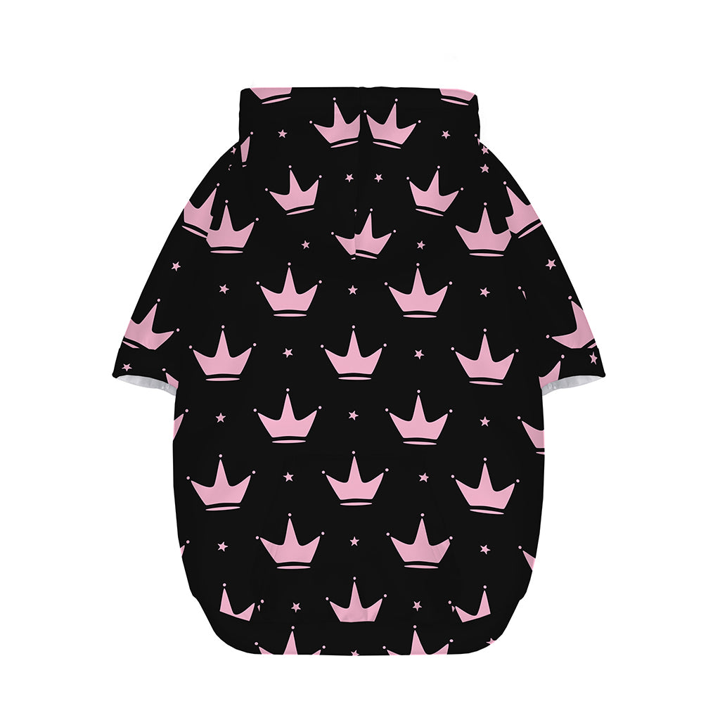 Pink Crown Pattern Print Dog Zip Up Hoodie