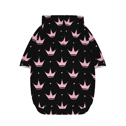 Pink Crown Pattern Print Dog Zip Up Hoodie