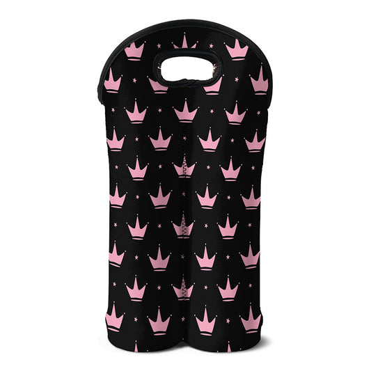 Pink Crown Pattern Print Double Neoprene Wine Tote