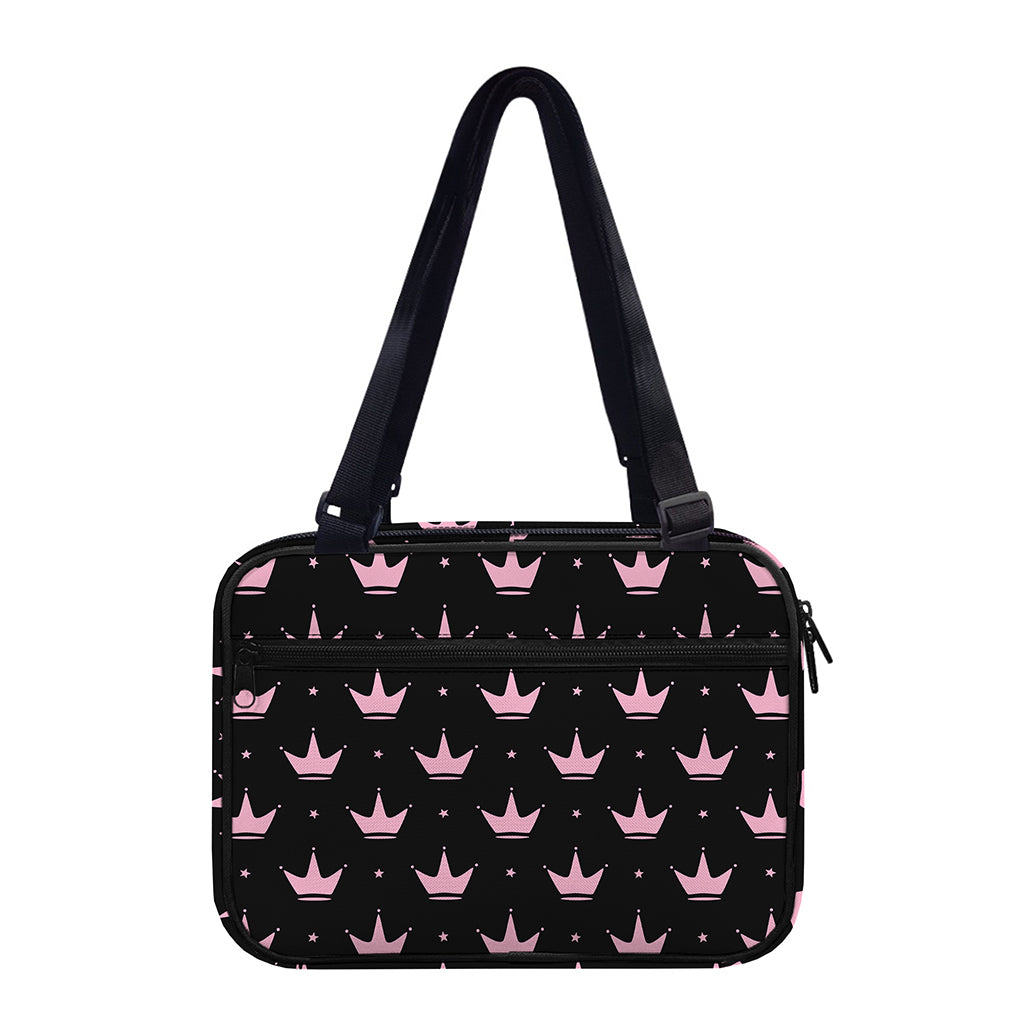 Pink Crown Pattern Print Double Strap Bible Bag