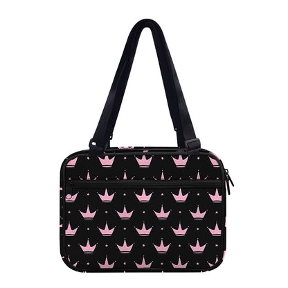 Pink Crown Pattern Print Double Strap Bible Bag