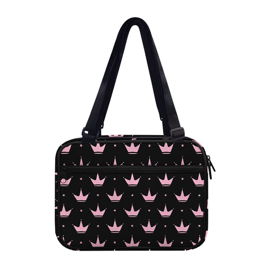 Pink Crown Pattern Print Double Strap Bible Bag