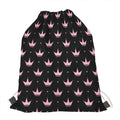 Pink Crown Pattern Print Drawstring Bag