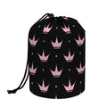 Pink Crown Pattern Print Drawstring Makeup Bag