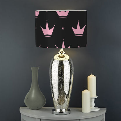 Pink Crown Pattern Print Drum Lamp Shade