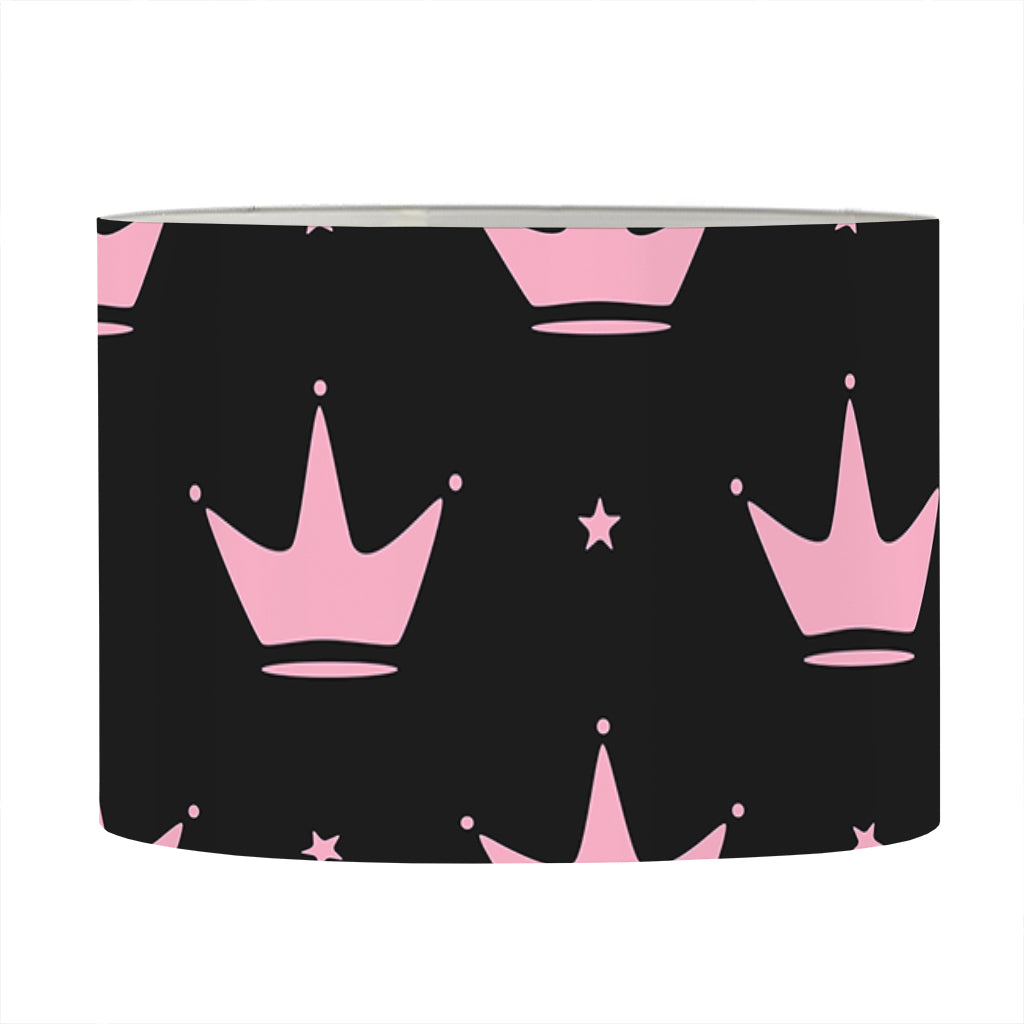 Pink Crown Pattern Print Drum Lamp Shade