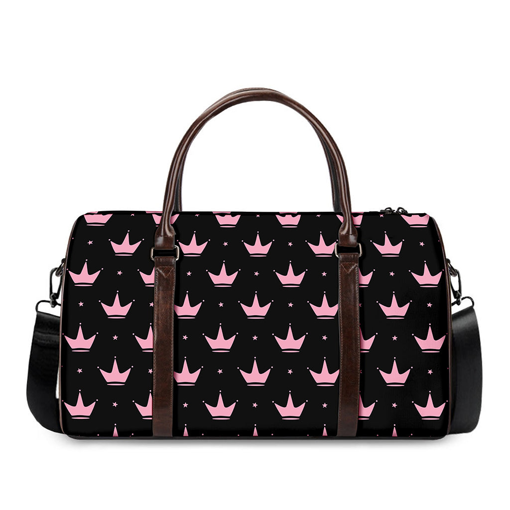 Pink Crown Pattern Print Duffle Bag