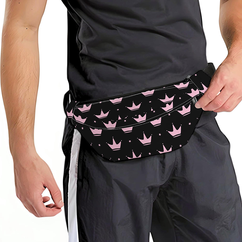 Pink Crown Pattern Print Fanny Pack