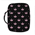 Pink Crown Pattern Print Front Pocket Bible Bag