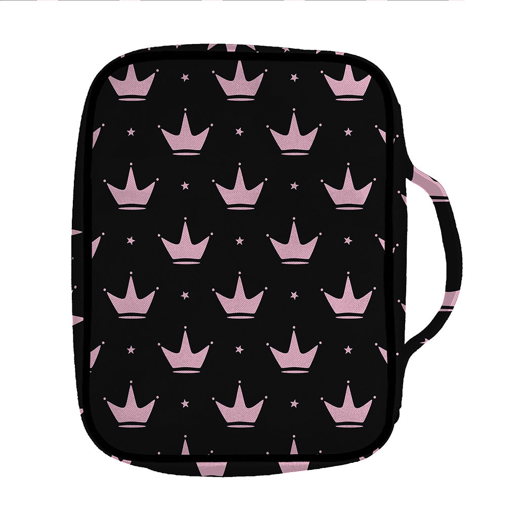 Pink Crown Pattern Print Front Pocket Bible Bag