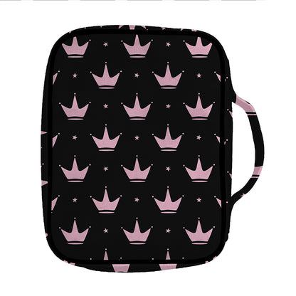 Pink Crown Pattern Print Front Pocket Bible Bag
