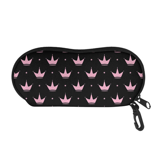 Pink Crown Pattern Print Glasses Case