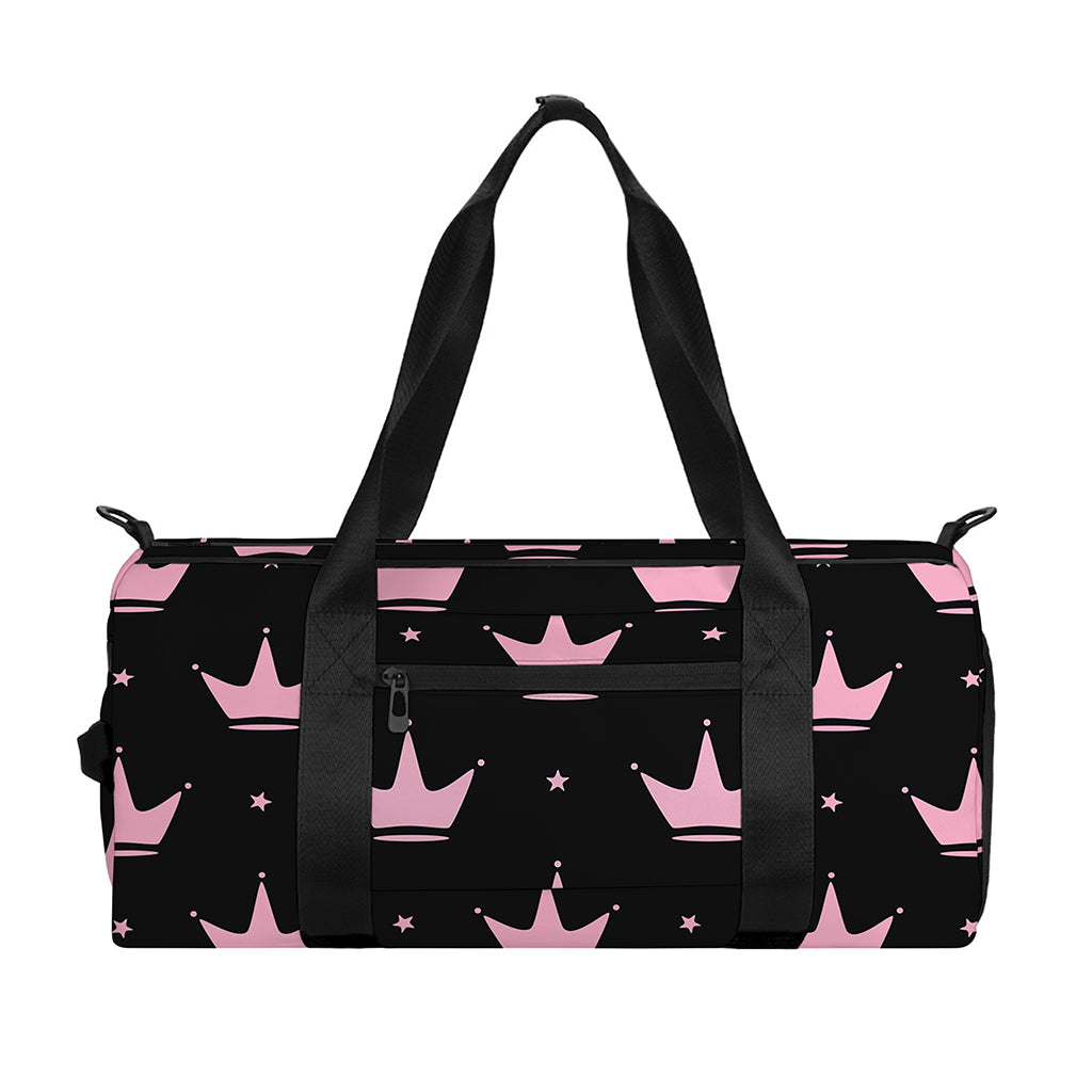 Pink Crown Pattern Print Gym Bag
