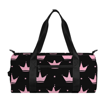 Pink Crown Pattern Print Gym Bag