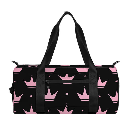 Pink Crown Pattern Print Gym Bag