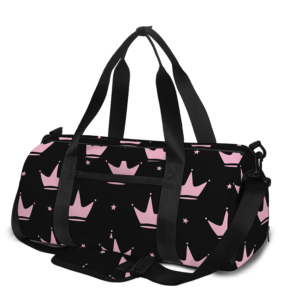 Pink Crown Pattern Print Gym Bag