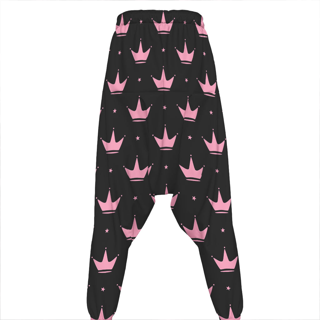 Pink Crown Pattern Print Hammer Pants