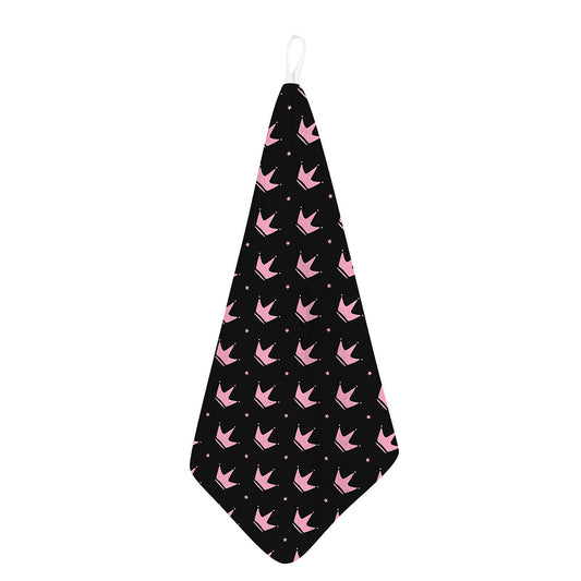 Pink Crown Pattern Print Hand Towel