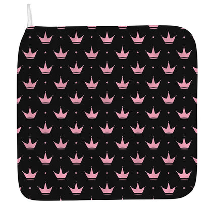 Pink Crown Pattern Print Hand Towel