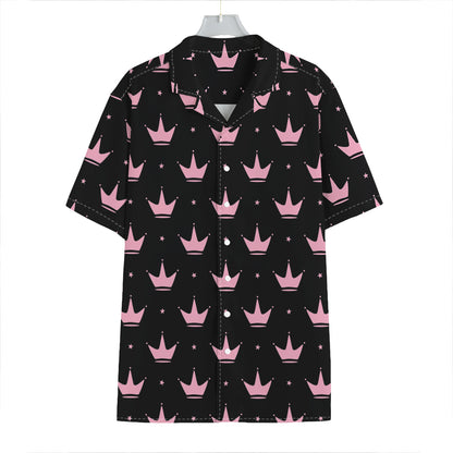 Pink Crown Pattern Print Hawaiian Shirt