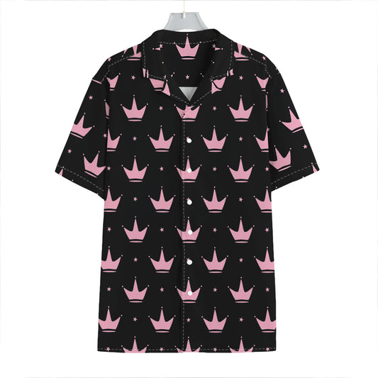 Pink Crown Pattern Print Hawaiian Shirt