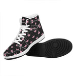 Pink Crown Pattern Print High Top Leather Sneakers
