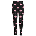 Pink Crown Pattern Print High-Waisted Pocket Leggings