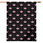 Pink Crown Pattern Print House Flag