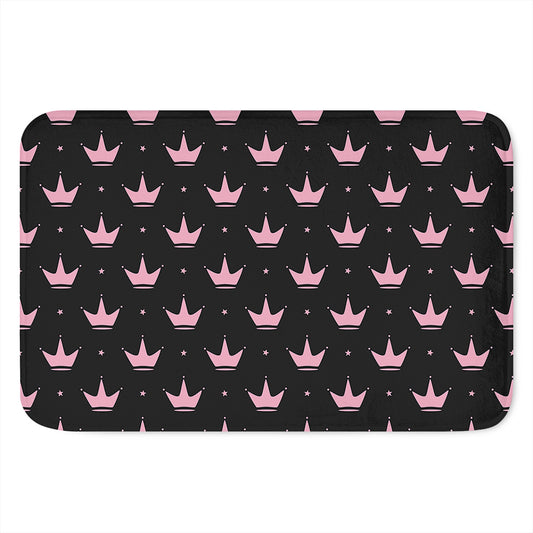 Pink Crown Pattern Print Indoor Door Mat