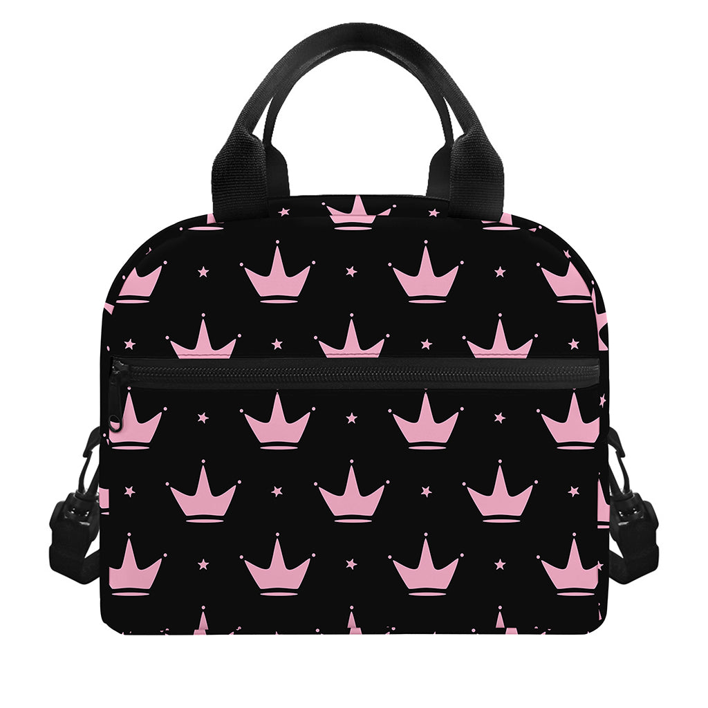 Pink Crown Pattern Print Insulated Lunch Bag
