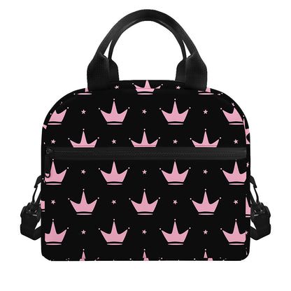 Pink Crown Pattern Print Insulated Lunch Bag