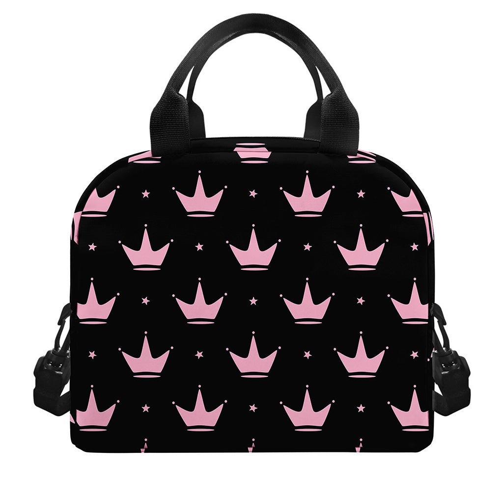 Pink Crown Pattern Print Insulated Lunch Bag