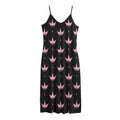 Pink Crown Pattern Print Jersey Midi Cami Dress