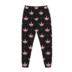 Pink Crown Pattern Print Jogger Pants