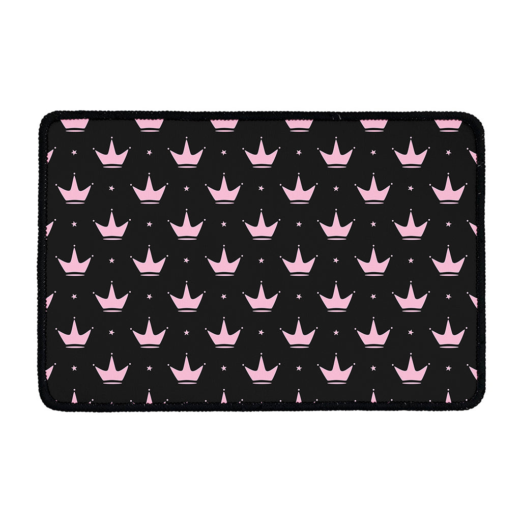 Pink Crown Pattern Print Kitchen Mat
