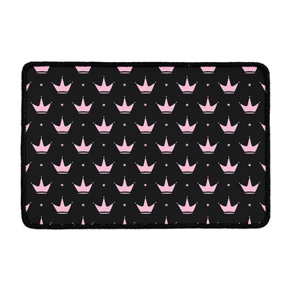 Pink Crown Pattern Print Kitchen Mat