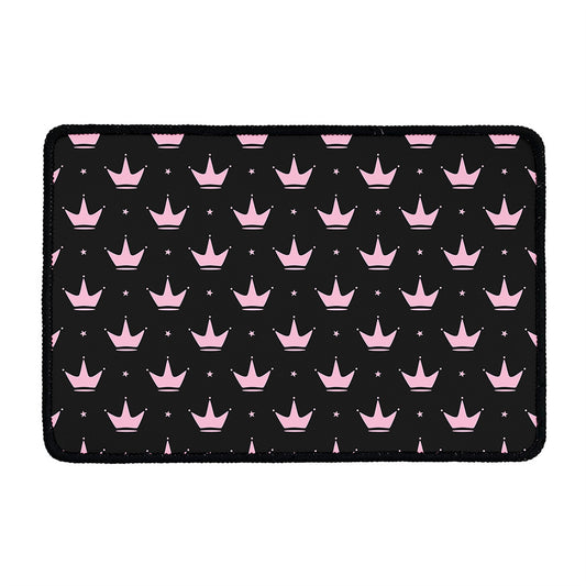 Pink Crown Pattern Print Kitchen Mat