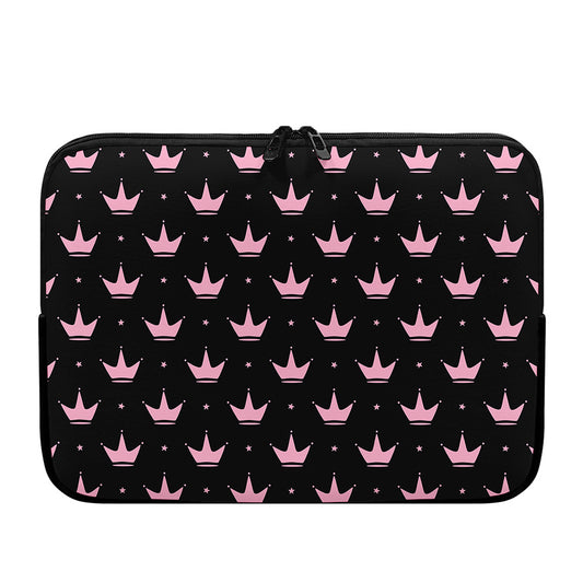 Pink Crown Pattern Print Laptop Sleeve