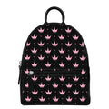 Pink Crown Pattern Print Leather Backpack