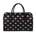 Pink Crown Pattern Print Leather Duffel Bag