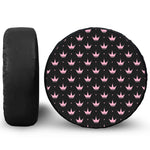 Pink Crown Pattern Print Leather Spare Tire Cover